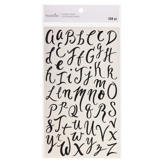 12 Packs: 208 ct. (2,496 total) Black Hand Script Alphabet Stickers by Recollections™